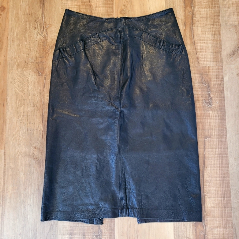 Vintage Maglia Black Leather Skirt Size 8